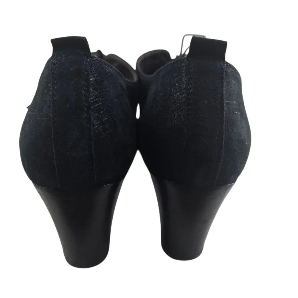 AGL Attilio Giusti Leombruni Heels Black Suede Lace Up Preppy Womens 11 41 Italy